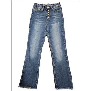 YMI Junior Women's Dream Jeans High-Rise Ankle Flare Raw Hem Size 3 Waist 26